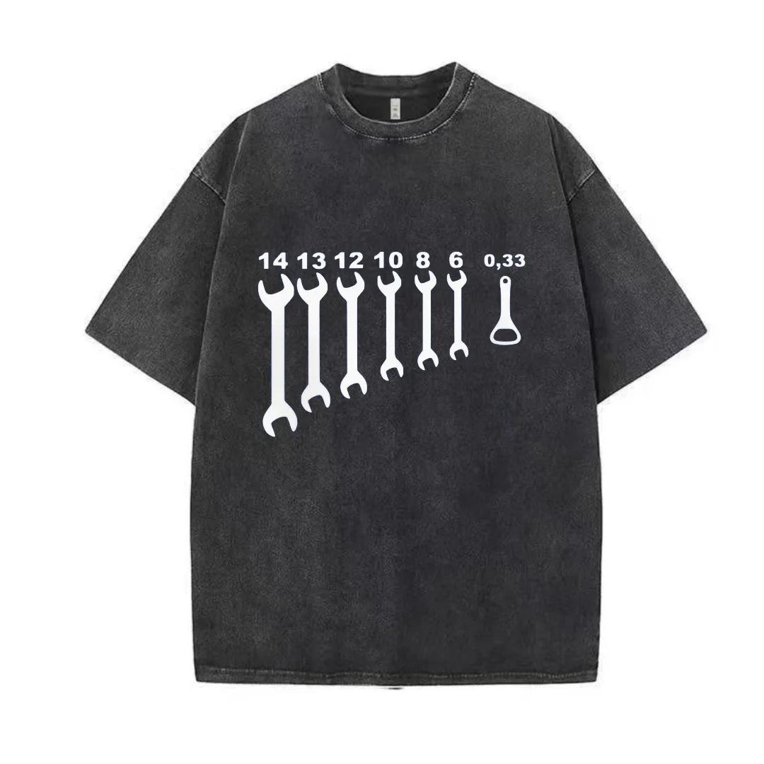 

Винтажная футболка с гаечным ключом и отверткой, механик, ремонт автомобиля, инженер, футболка из стираного хлопка, с коротким рукавом, забавная футболка S