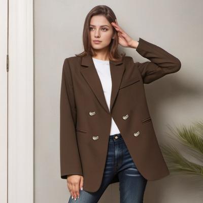 Γυναικείο Κοστούμι Παλτό Πέτο Μακρυμάνικο Μονόχρωμο Καθημερινό Σακάκι Κοστουμιού Άνετη Γραμμή Σταυρωτό Βασικό