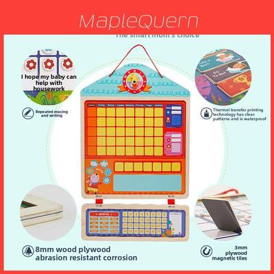 Childrens Growth Selfdiscipline Chart Wooden Behavior Tracker With Reward Stickers For Toddler Development