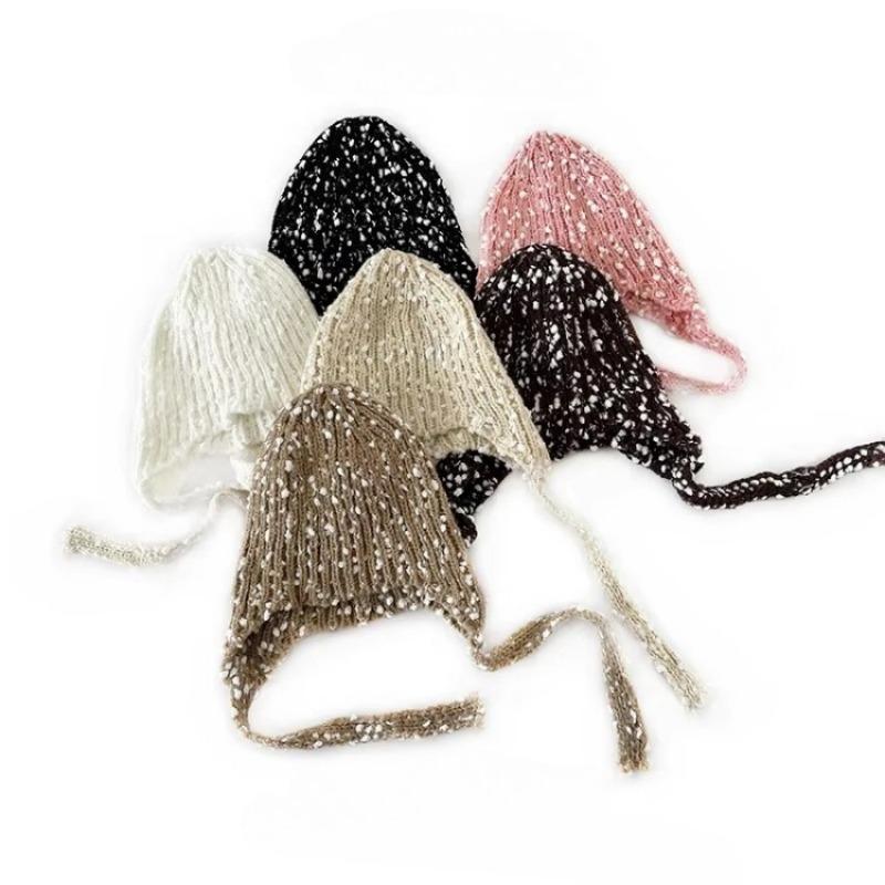 Cute Baby Girl Hat with Braids Brim Winter Warm Knitted Earflap Cap Fashion Beanie for Toddler Soft Yarn Crochet Infant Hat