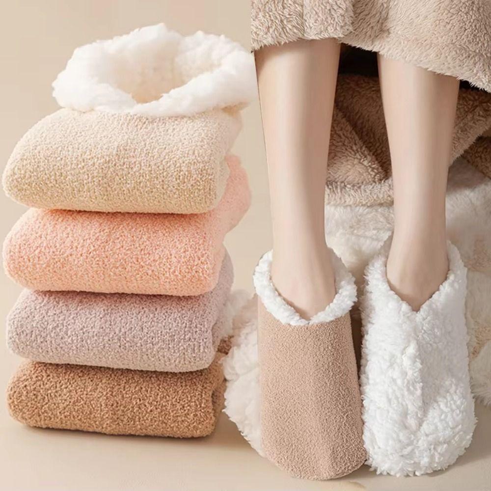 Non-slip Bottom Lamb's Wool Socks Thickened Sleeping Slipper Socks Lamb Fleece Socks Autumn Winter