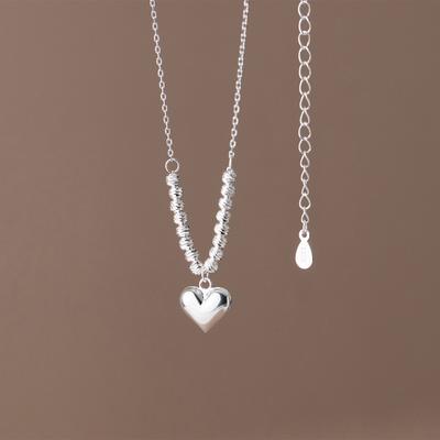 Neueste S925 Silber Halskette Koreanische Version Temperament Einfache Glänzend Liebe Cut Facettierte Perlen Süße Schlüsselbein Kette Mädchen Geschenk