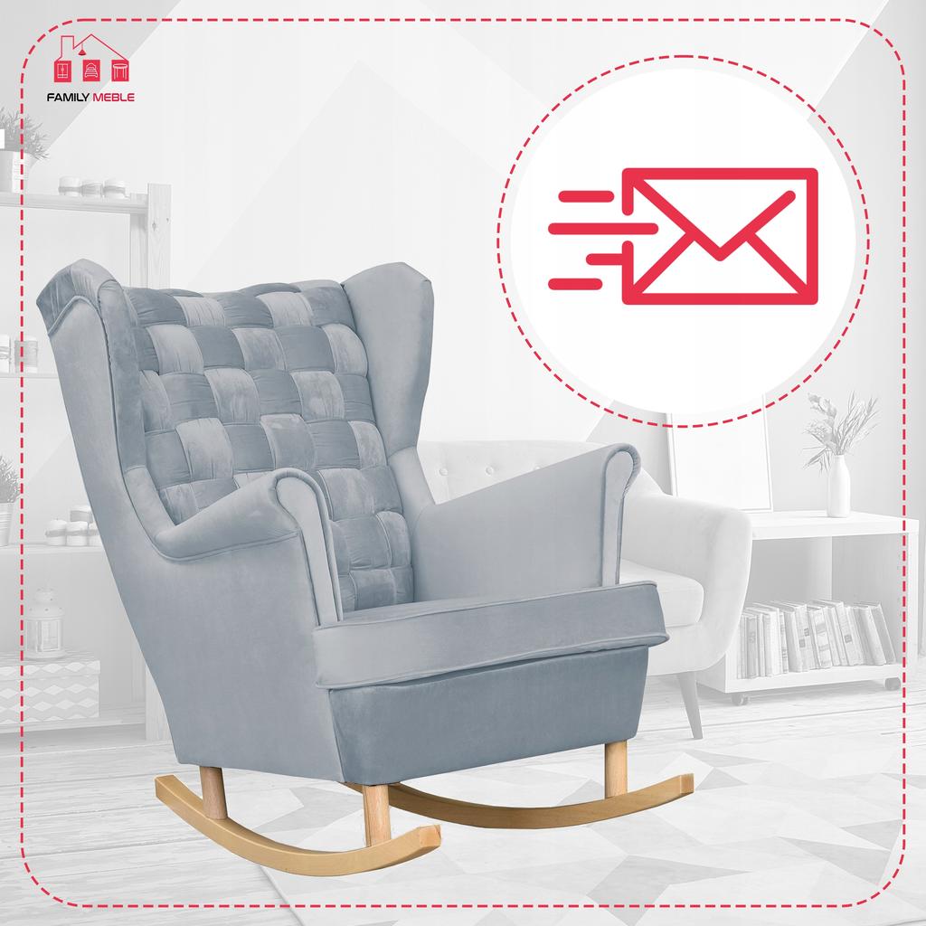 Carol Rocking Chair, Scandinavian Family Meble, Steel, Light Grey