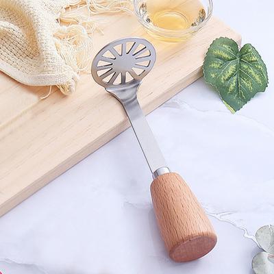 Stainless Steel Potato Masher Wood Long Handle Food Grade Multifunctional Manual Carrot Vegetable Food Mashing Tool Kitchen Gadgets
