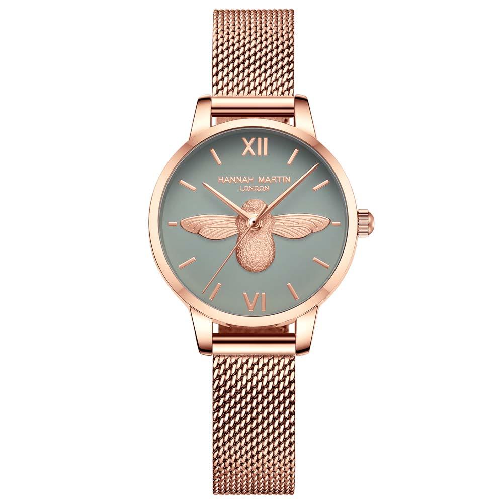Hannah Martin Women's Watch 3D Little Bee Trendy Forest-Style Watch with Japanese Movement Women's Wristwatch Dress Gifts