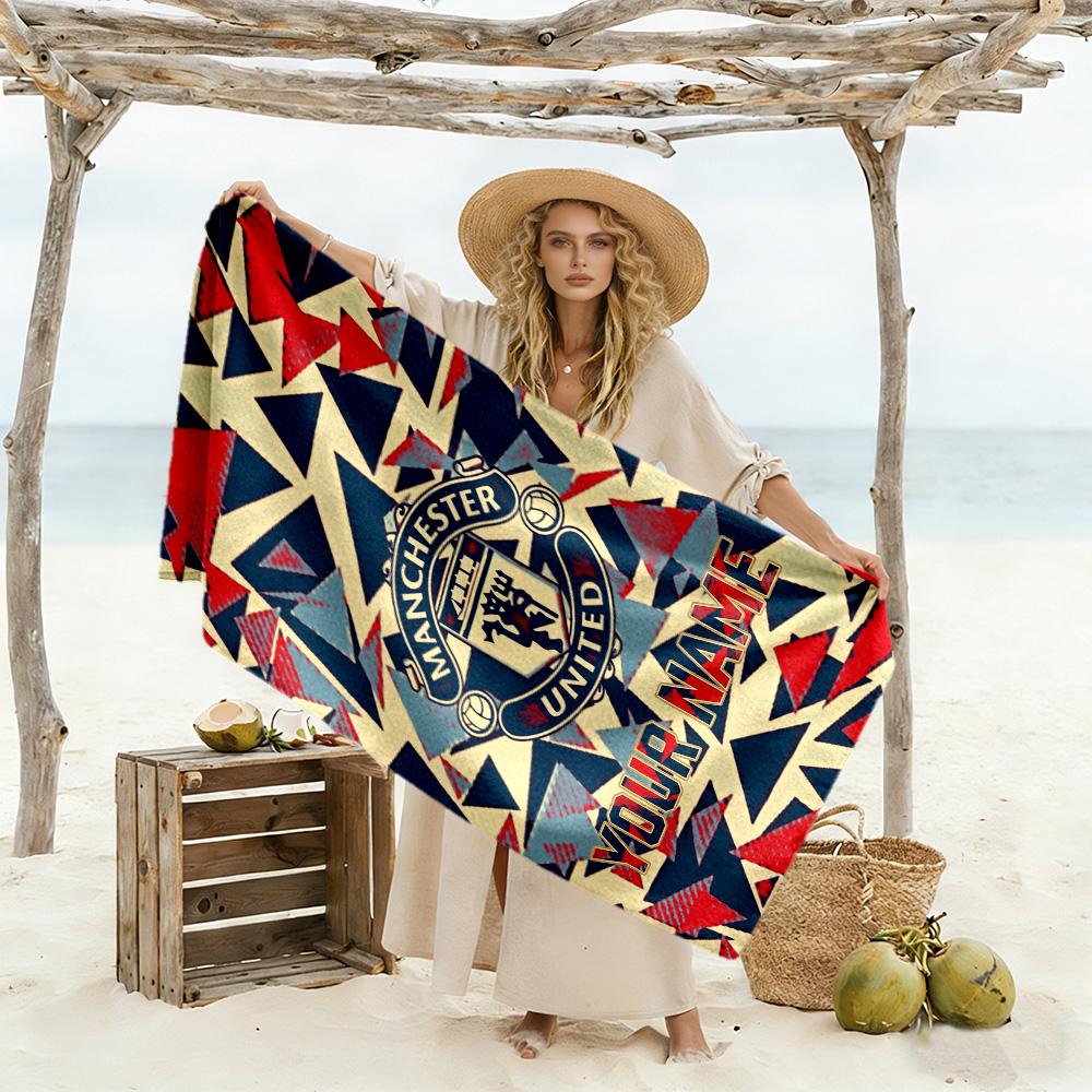 Manchester Customized Name Beach Towel Quick-Dry Soft Microfiber Perfect for Traveling Yoga Camping and Swimming