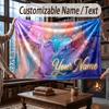 Abstract Geometric Theme Throw Blanket Custom Name Text Personalized Blanket Soft Cozy Blanket for Home Sofa Bed