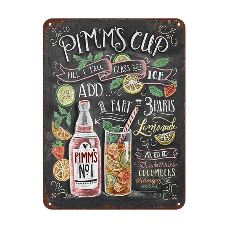 Mai Tai Cocktail Plaque  Vintage Metal Signs for Bar Pub Club  Whiskey Pimms Cup Retro Tin Poster  Wall Decor for Home Kitche