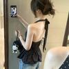French Chic Black Polka Dot Neck V-Neck Vest Suspender Women's Summer Pure Wearing Short Sleeveless Top