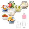 Cuillère d'alimentation pour bébé 90 ml de capacité avec balance Bouteille à presser en silicone, Cuillère PP intégrée pour nourrir Riz Pâtes, Fruits, Lait,