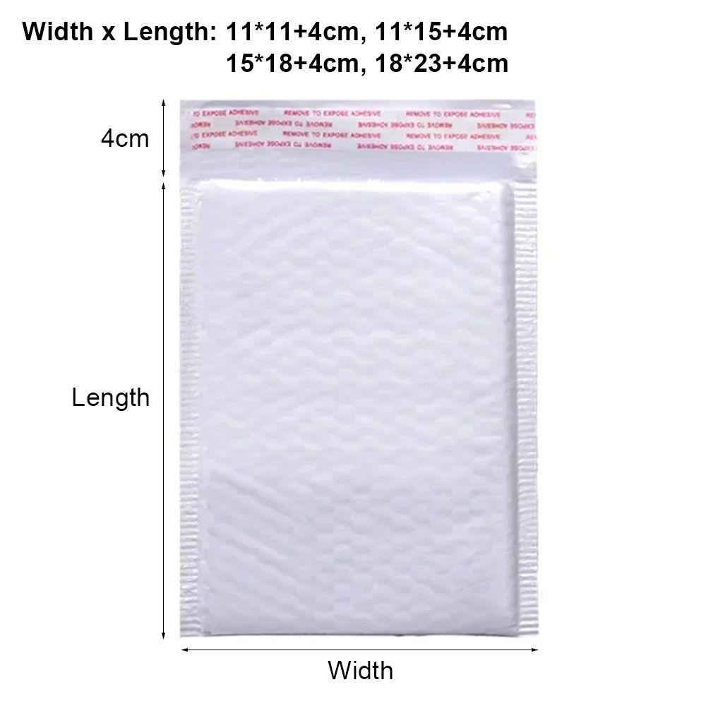 20Pcs New Soft Bubble Mailers Waterproof Pearlescent Film Shipping Bags 11/15/18cm Self Sealing White Foam Envelope