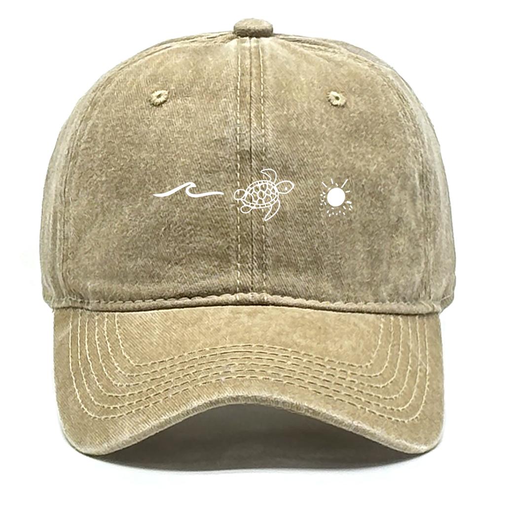 Waves Turtle Sun Print Unisex Snapback Baseball Hat Sports Hat All-season Adjustable Baseball Cap Perfect For Street Wear