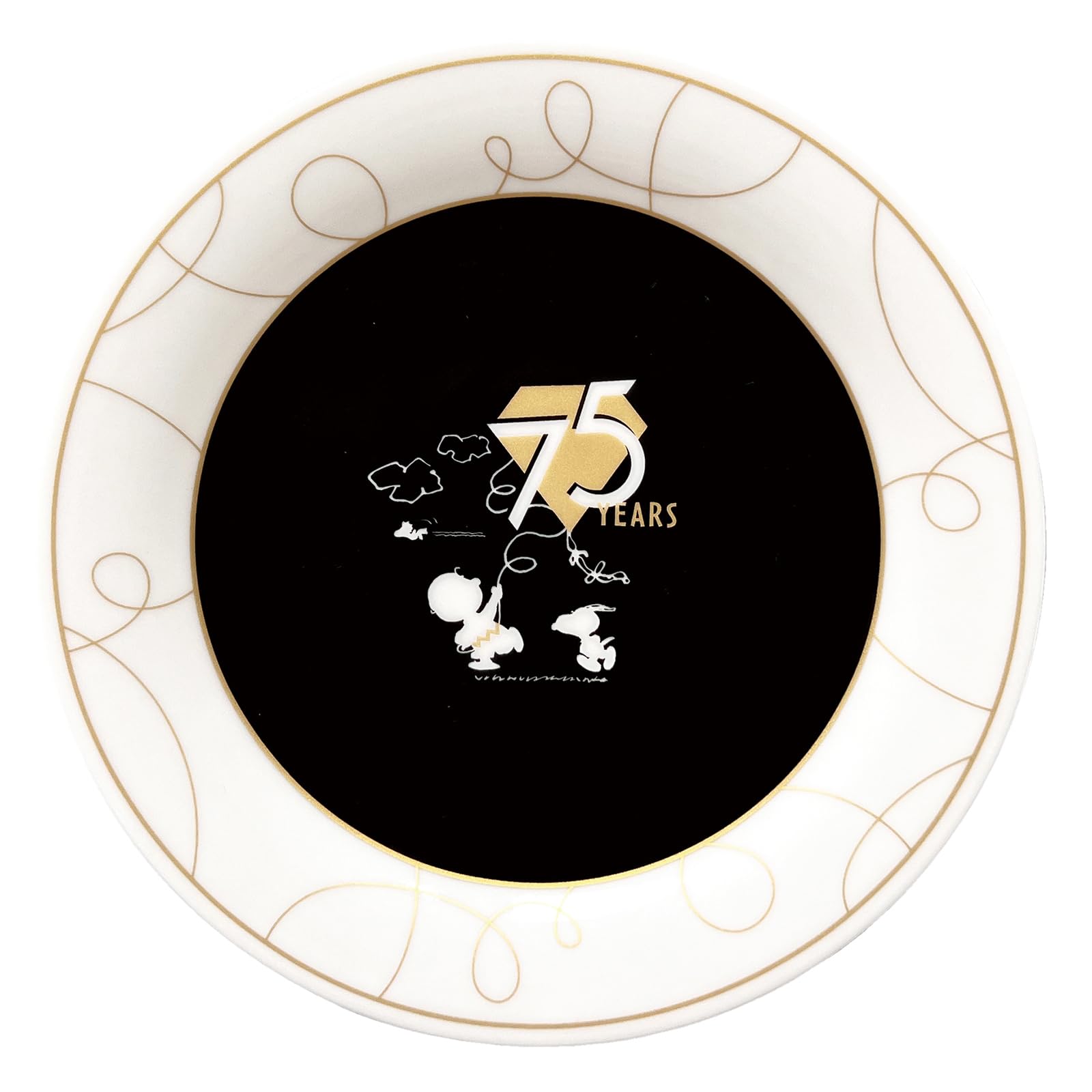 

75th Anniversary Snoopy Charlie Brown Microwave and Dishwasher Character Miscellaneous Anniversary Made in 626104 PEANUTS & Plate, 20cm, Safe,