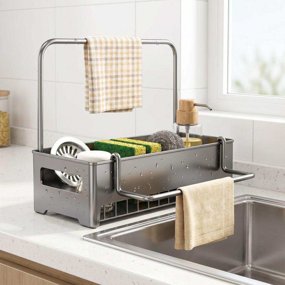 Storage Tray Drain Rack Multi Functional Kitchen Sink Organizer Tray for Kitchen Kitchen