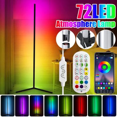 Lámpara de pie de esquina de 72LED, lámpara de pie regulable con Control por aplicación, luz LED con mando a distancia para decoración de dormitorio, sala de estar, iluminación interior