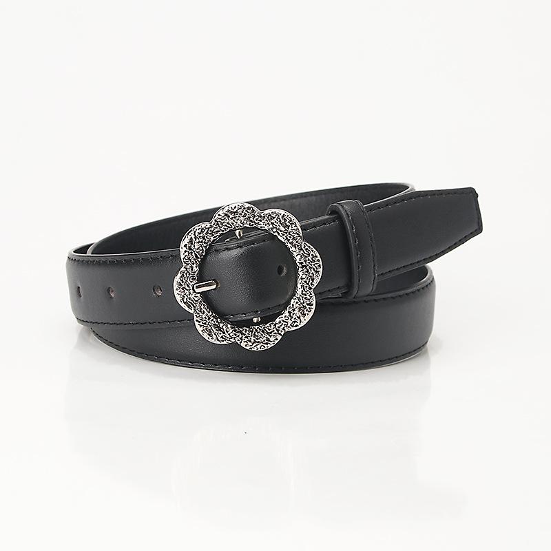 Women's Retro Floral Leather Belt - Stylish & Versatile Jeans Accessory