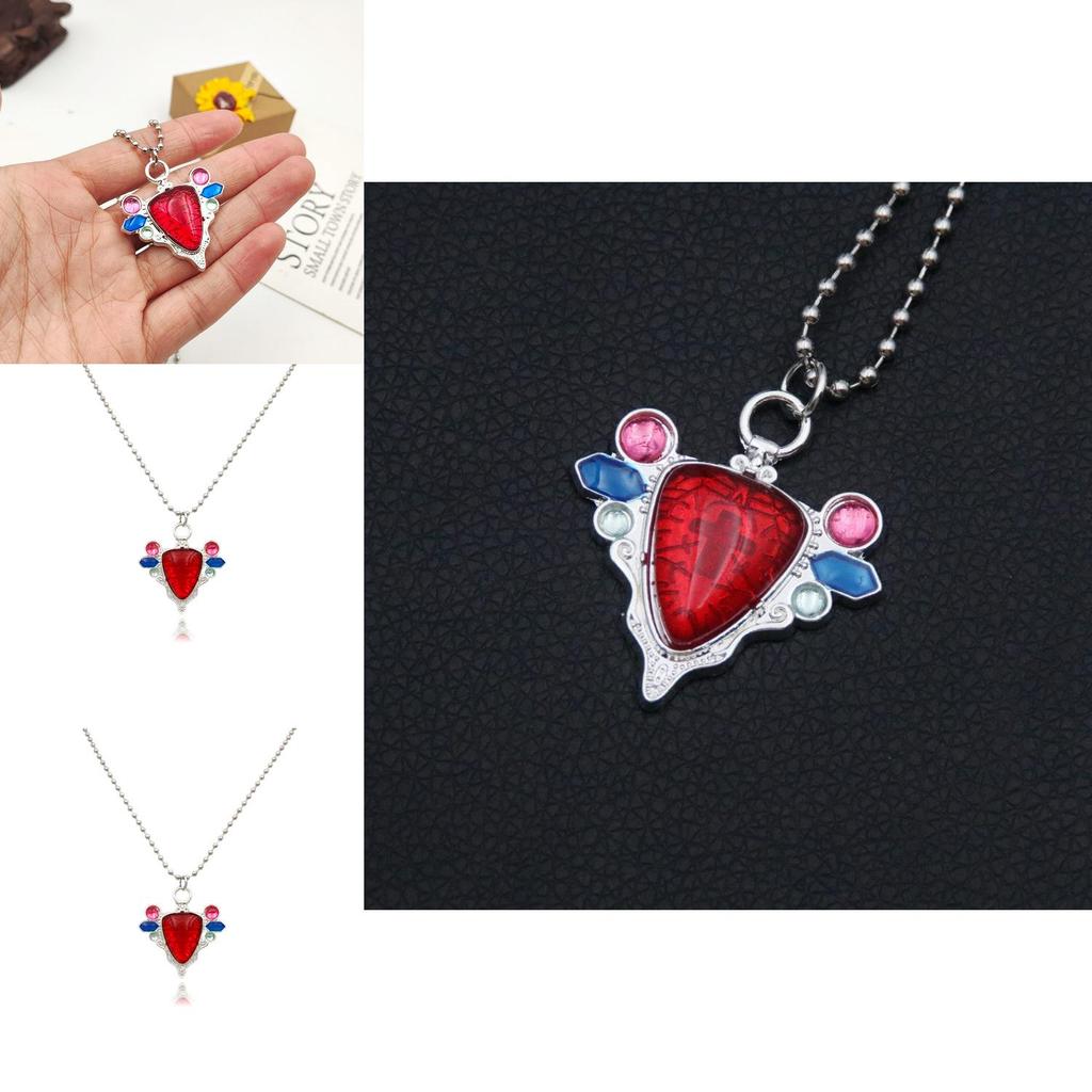 Jojos Bizarre Adventure Red Stone Of Aja Necklace Alloy Chain Pendant With Rhinestone For Cosplay Enthusiasts
