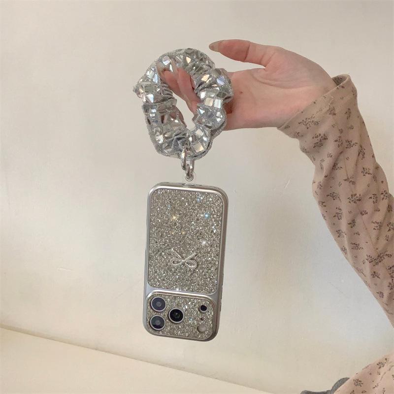 Custodia Lussuosa Colorata Galvanizzata con Stella e Fiocco di Diamanti per iPhone 17, Apple 16 Pro Max/15/14