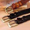 Men's Artistic Retro Woven Leather Belt with Pin Buckle - Ethnic Style Mesh Design