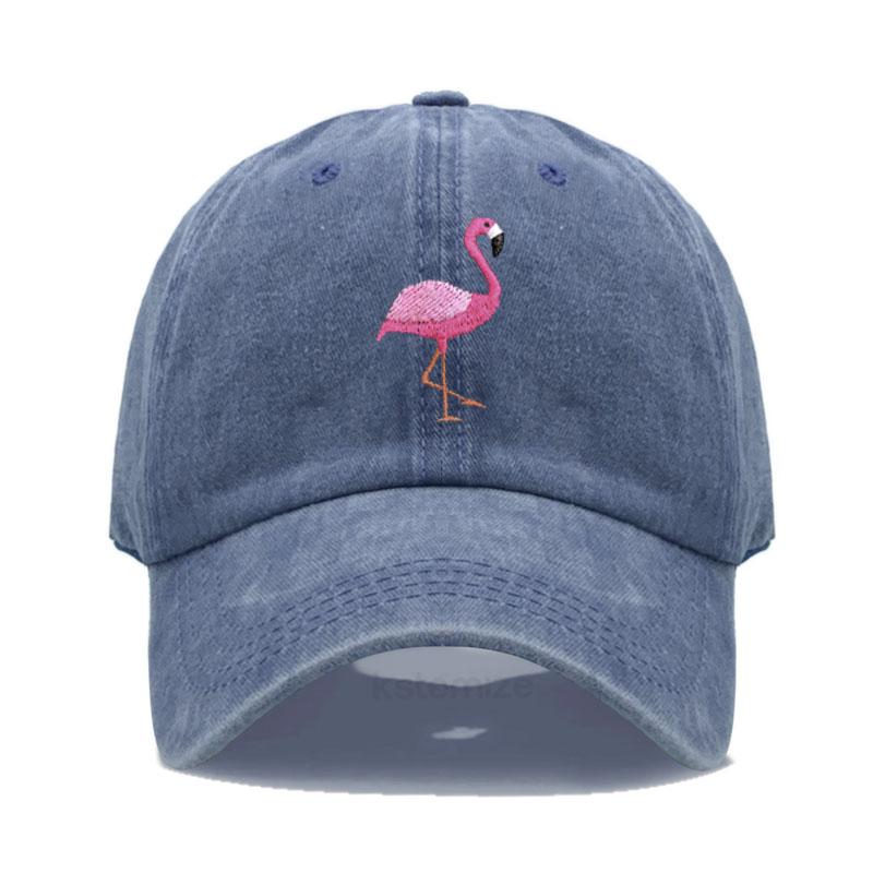 Animal Embroidery Flamingo Baseball Caps For Men Women Retro Soft Washed Cotton Dad Hat Snapback Cap Dropshipping