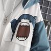 Spring Women Hooded Cute Shark Print Japanese Style Patchwork Teen Hoodies Jacket Fashion Harajuku Women Sweatshirt