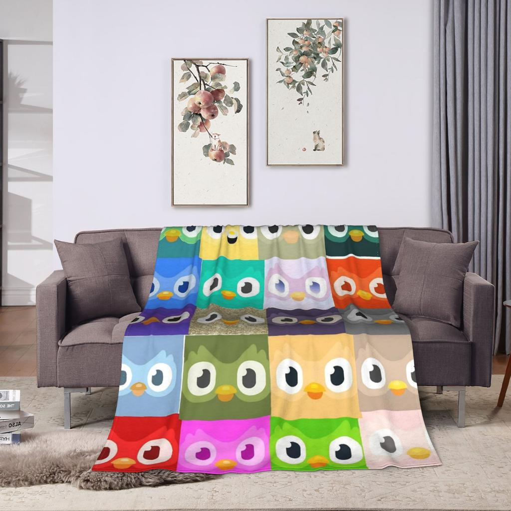 Duolingos Owl Duo Blanket Quality Warm Soft  Throw Blanket Winter Airplane Travel Bedroom Fluffy Bedspread