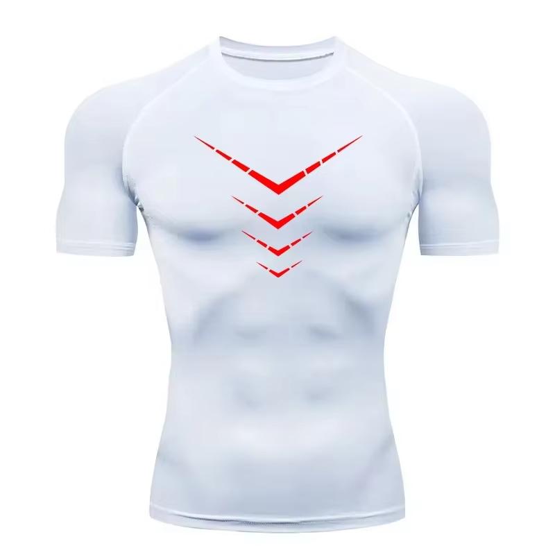 Compression Short Sleeve T-Shirt Men's Running Training Sports Wear Breathable Bodybuilding Top Fitness Clothing RL558
