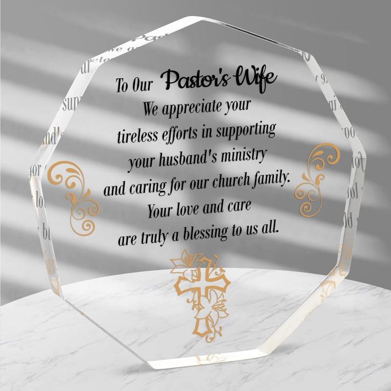 

Памятная табличка для жены пастора - Элегантный акриловый подарок на День признательности пастору чистый