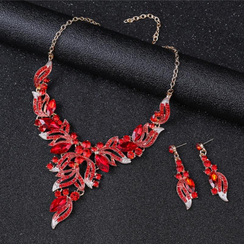 Ensemble Collier Boucles d'oreilles Strass Cristal Mariage Fête Costume Bijoux Accessoires