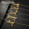 Atoztide Custom Name Necklace for Women Hang Heart Butterfly Stainless Steel Jewelry Choker Chain Personalized Birthday Gift