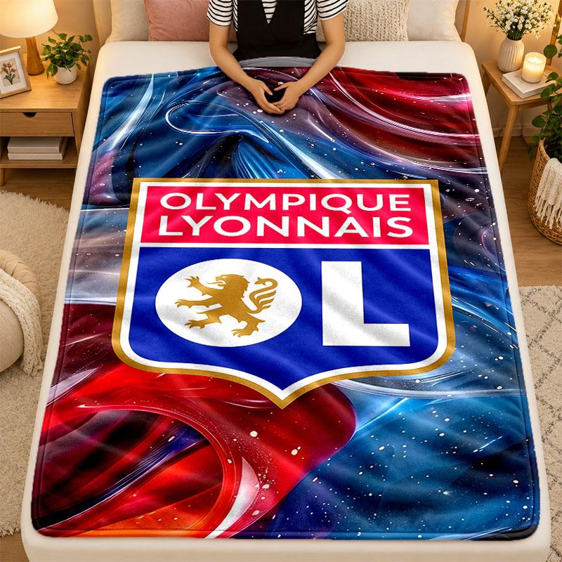 Flannel BlanketOlympique Lyonnais Warm Soft Throw Blanket for Indoor Sofa Bed Living Room Use