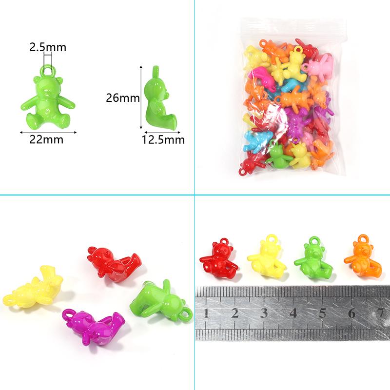 

30Pcs/Lot Bear Toy Pendant Earring Mix Color 26x22mm Loose Animal Beads For Jewelry Making Accessories Wholesale Lots 26x22mm