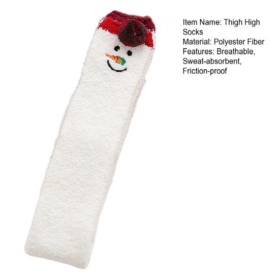 Christmas Thigh High Fuzzy Socks for Women Cute Cartoon Over The Knee Socks Winter Long Leg Warm Fluffy Stockings