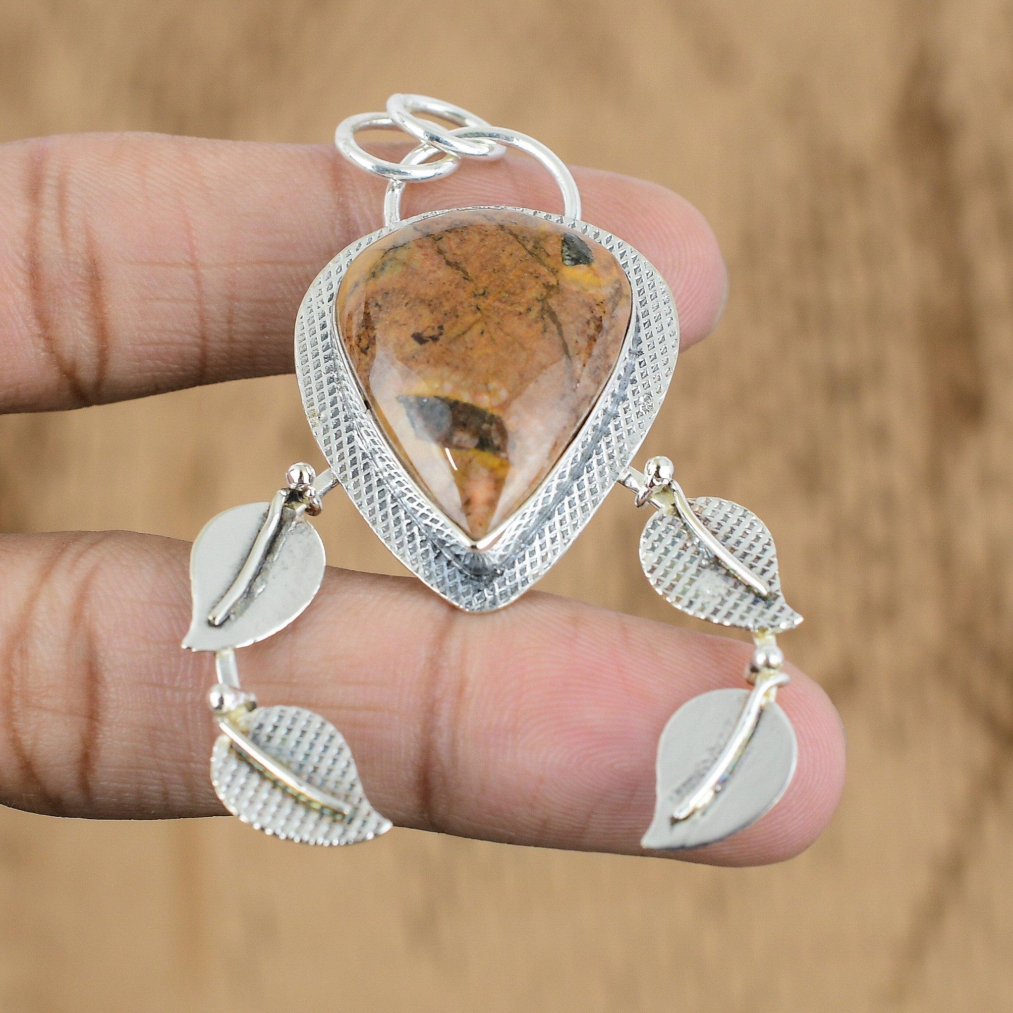

Womens day Deal Bauxite Stone Anniversary Handmade Pendant 925 Sterling Silver