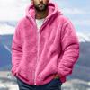 Men's Fashion Solid Color Patchwork Sweatshirt Loose Double-sided Velvet Warm Jacket Zipper Outerwear