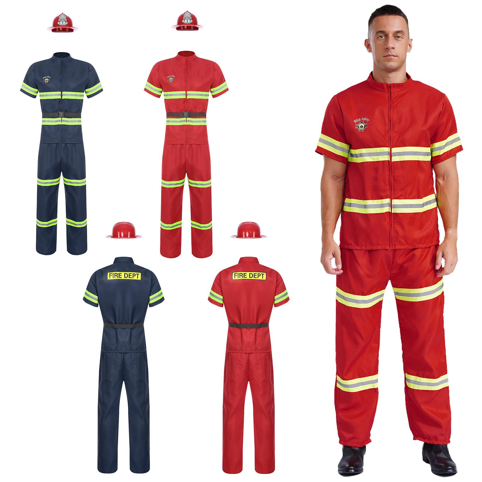 

Мужской костюм для ролевой игры пожарного, светоотражающие полосы, куртка, брюки, комплект с ремнем для шлема 160 темно-синий