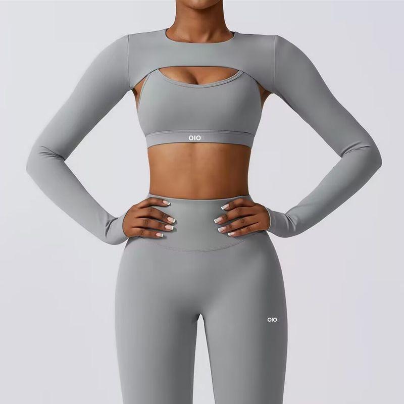 Oiob Outdoor Sports Long Sleeves Shawl Yoga Clothes Women's Nude Feel Thin Fitness Clothes Tops Running Blouse Autumn