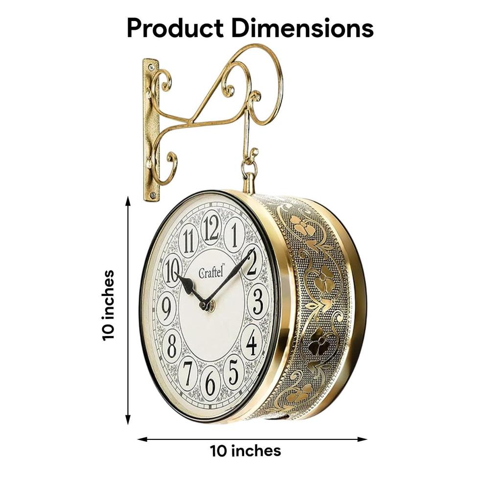 Kovové analogové oboustranné vintage nádražní nástěnné hodiny pro domov