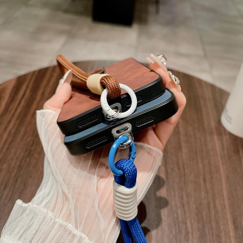 Kryt na telefon s motivem javorového listu, měkký, s šňůrkou, pro iPhone 16 Plus 15 Pro 14 Pro Max 13 12 11, jednobarevný, kožený, nárazuvzdorný, tenký, matný zadní kryt