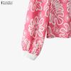 ZANZEA Women Casual Round Neck Loose Floral Print Long Sleeve Blouse