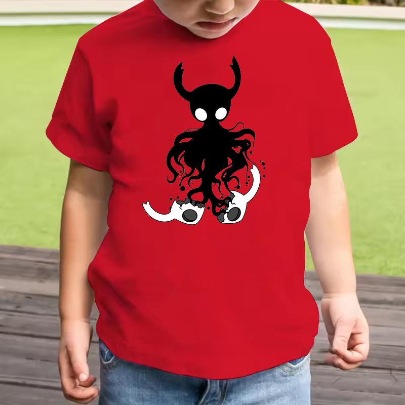Anime Hollow Knight Kids T-Shirt Funny Cartoon Print Short Sleeve Casual Polyester Tee Boys Girls Summer Fashion Tops Birthday Gift