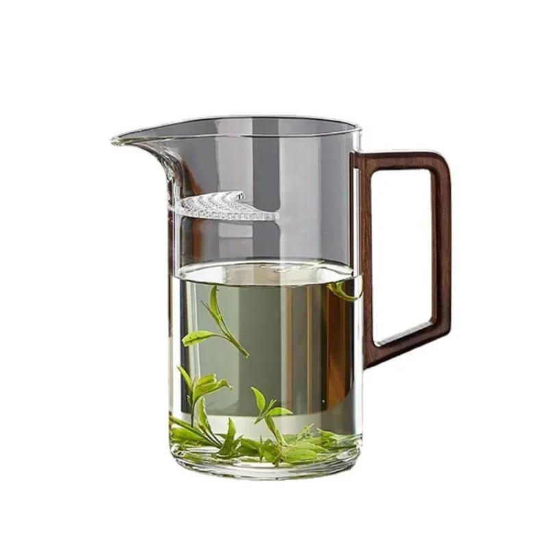 High Borosilicate Glass Side Wood Crescent Filter One Fair Cup Transparent Glass Tea Sea Tea Dispenser Kung Fu Pour Tea