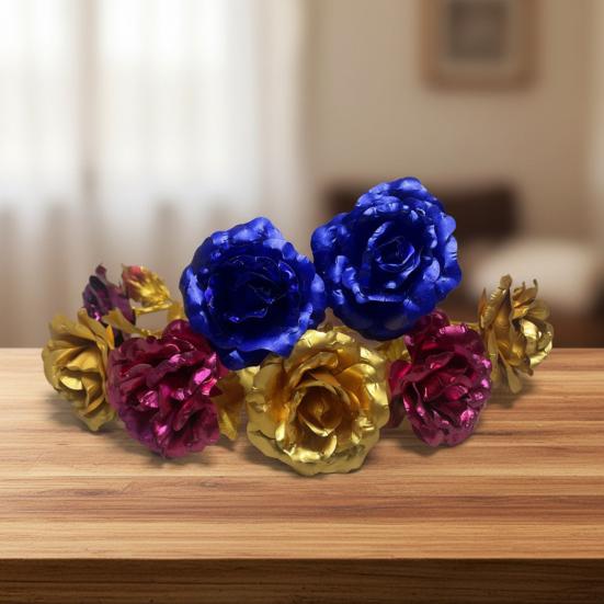 Trandafir Artificial cu Folie de Aur pentru Decor de Masă, Trandafir Mic Etern Placat cu Folie, Cadou pentru Nuntă, Ziua Îndrăgostiților, Petrecere