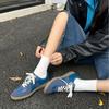 Rindslederversion von koreanischen farblich passenden Leder-Trainingsschuhen, neue Retro-Freizeit-Sportschuhe mit runder Zehenpartie und Schnürung, flache weiße Schuhe