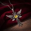 Personalized Dark Style Accessory Devil Eye Pendant Necklace, Gothic Winged Religious Charm Detailed Metal Engraving Statement Vintage Punk