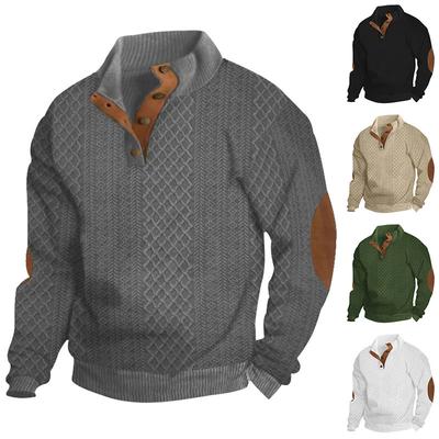 Herbst und Winter Herren Outdoor Casual Stehkragen Langarm Jacquard Strick Pullover Sweatshirt