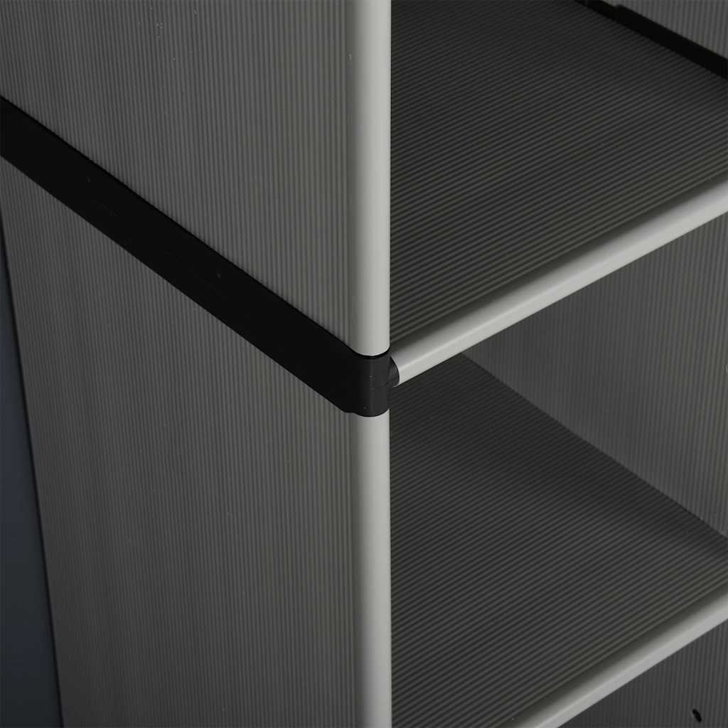 Garden Storage Cabinet with 3 Shelves Grey & Black 68 x 40 x 168 cm