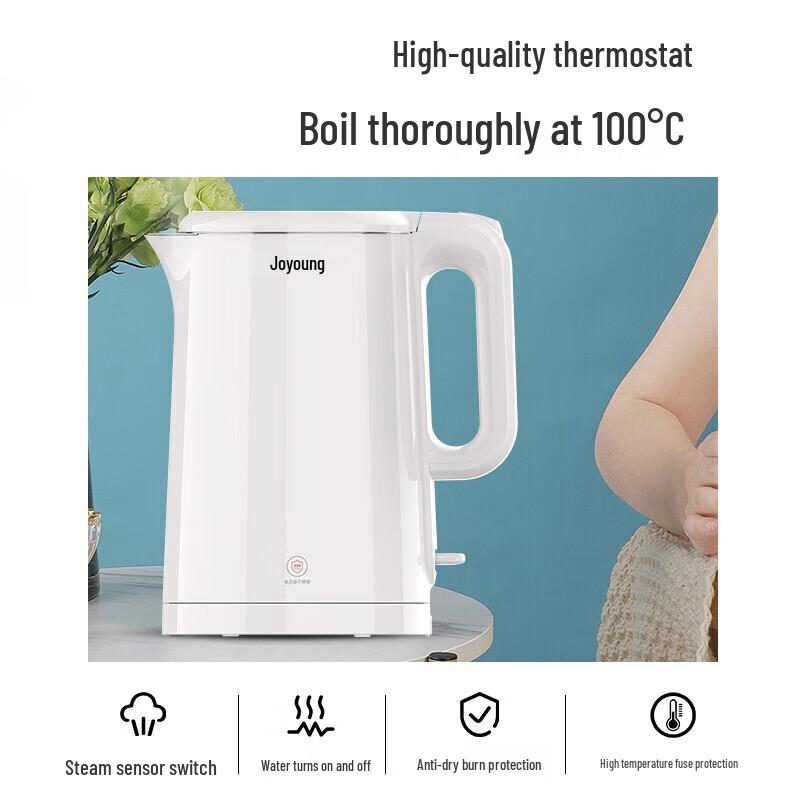 Joyoung 1.5L Electric Stainless Steel Kettle CN plug (adapter included)