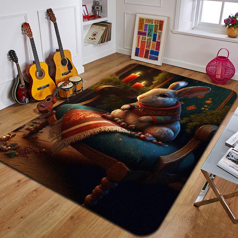 C-Cartoon Rabbit Printed Carpet Fashion Yoga Mat Non-Slip Carpet Bedroom Decoration Outdoor Carpet Bedroom Birthday Gift