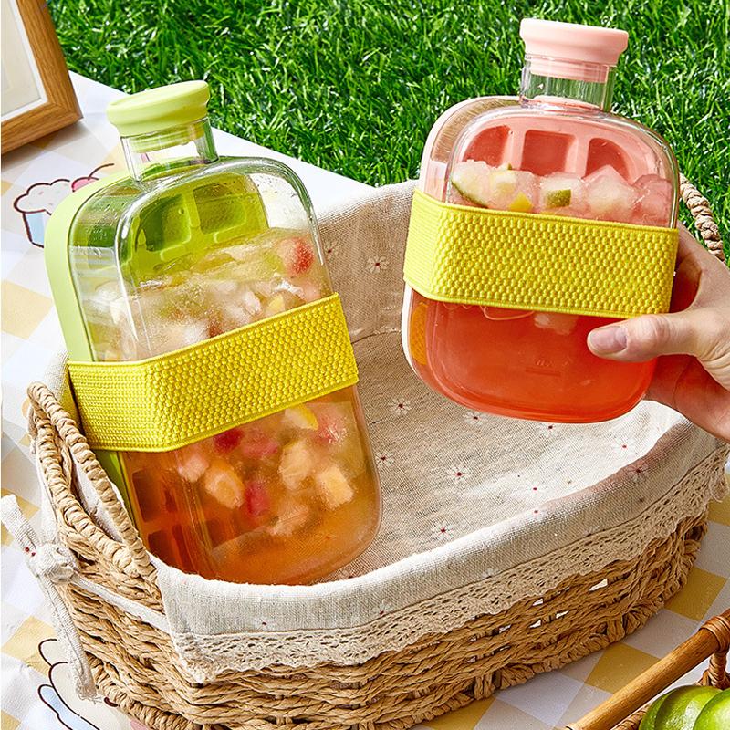 Portable Silicone Ice Cube Mold Zero-Contact Pressure Reusable Freezer Tray for Whiskey Ice Cream Water Bottle Bar Home Camping